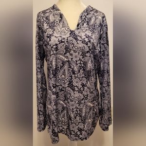 90s Jordache Blue and White Blouse